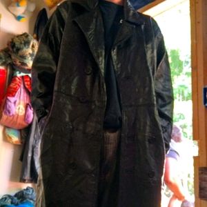 sexy genuine leather trench